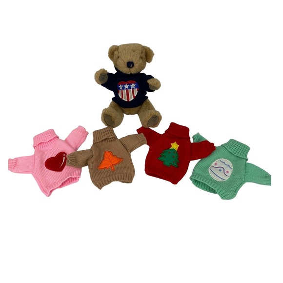Teddy Bear with Knit Holiday Sweaters Bundle Plush Toy Collectible Cute‎ - Picture 1 of 16